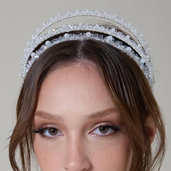 Luxury Turquish Bridal Crown - Silver - Picture 5 of 7